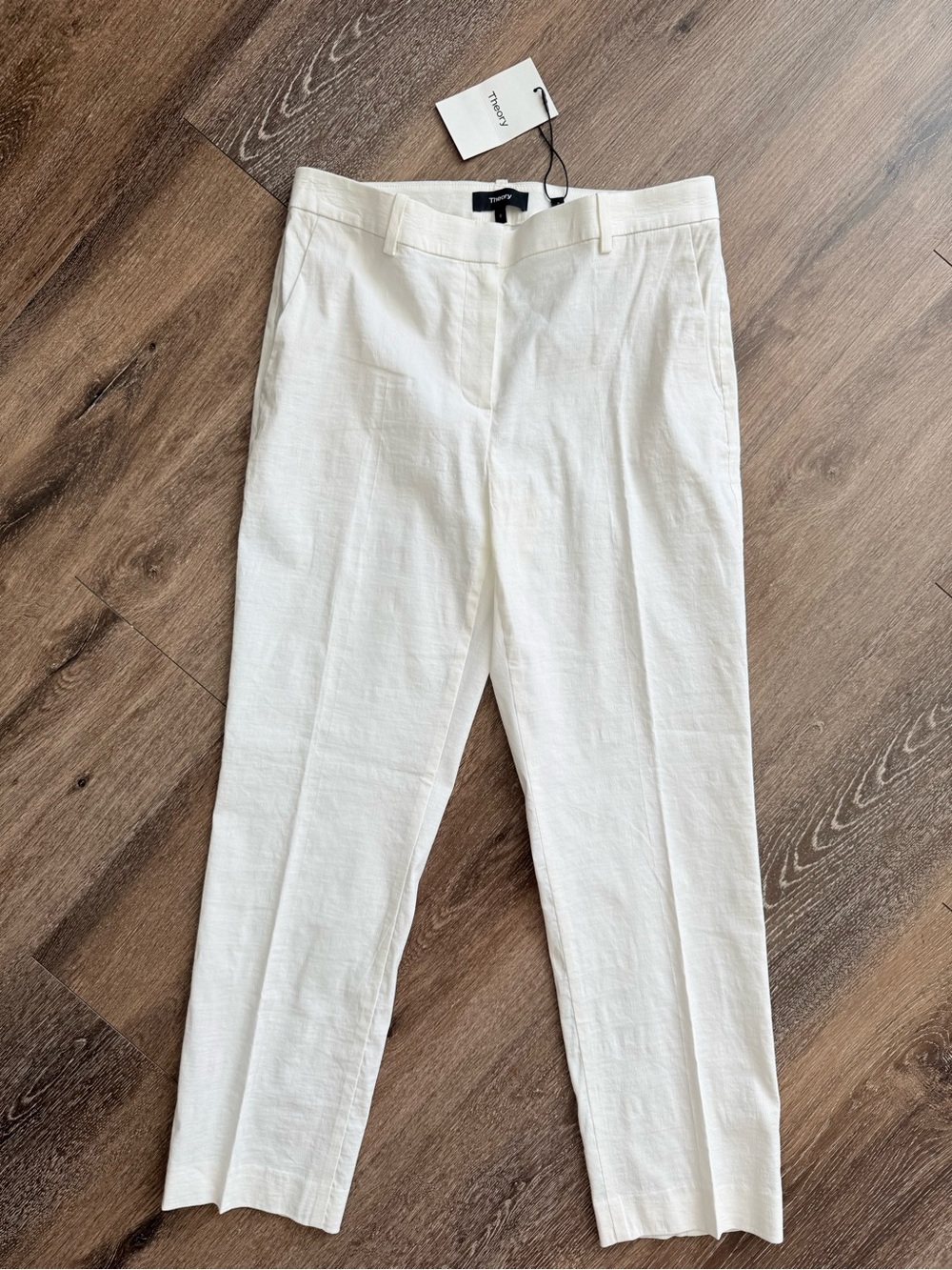 Theory Men's Linen-Blend Pants in Cream White - Picture 3 of 6
